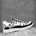 Fish on Black white fishing shoesLow Top Sneaker Shoes