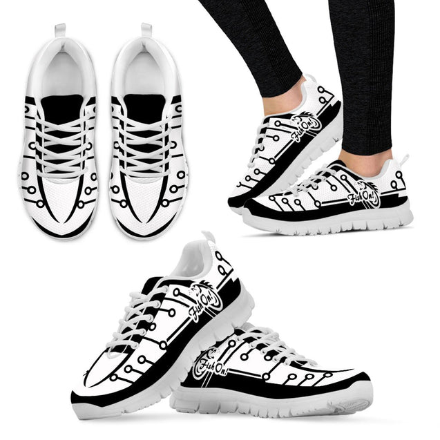 Fish on Black white fishing shoesLow Top Sneaker Shoes