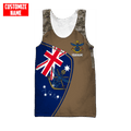 Custom name Anzac day Australia Army 3D printed shirts