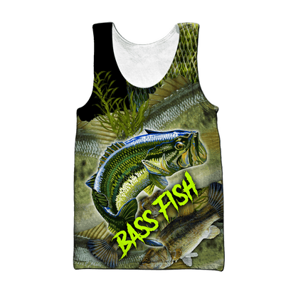Bass fishing on skin 3D print fishing shirt for men and women