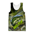 Bass fishing on skin 3D print fishing shirt for men and women