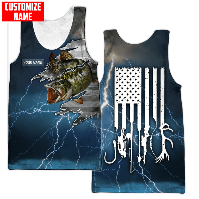 Northern Pike Fishing US Flag Custom name fishing shirts for men and women