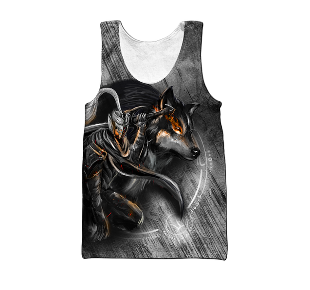 Knight Wolf 3D All Over Printed Unisex Deluxe Hoodie ML