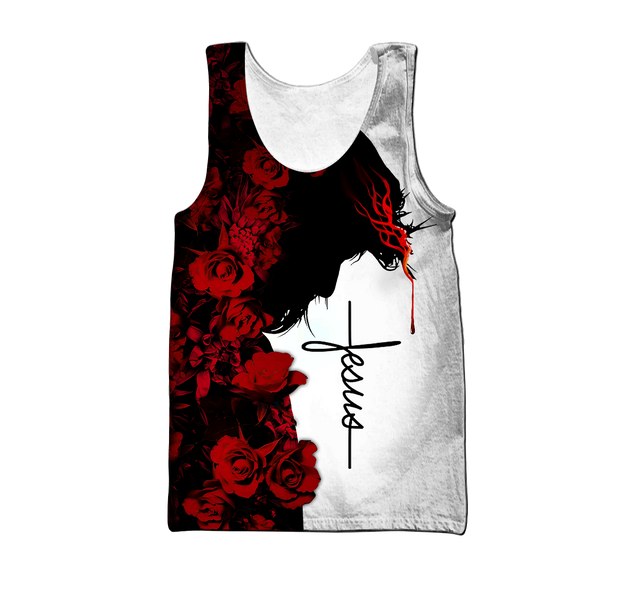 Premium Christian Jesus Catholic Red Roses 3D Printed Unisex Shirts