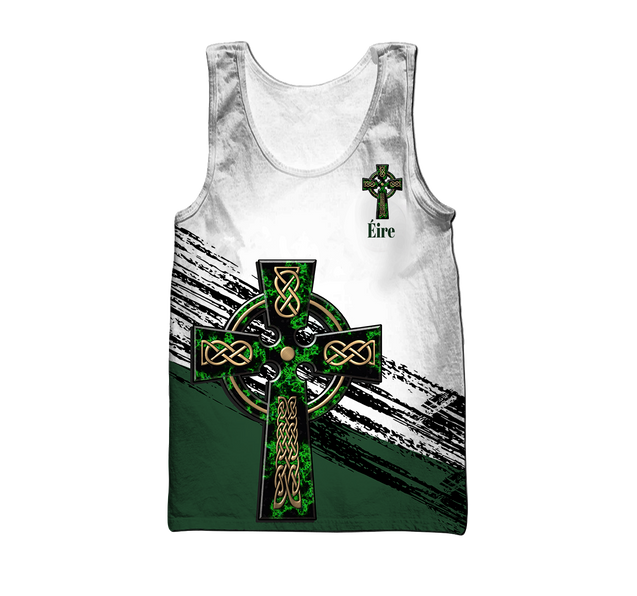 Irish St.Patrick Celtic cross 3d hoodie shirt for men and women custom name