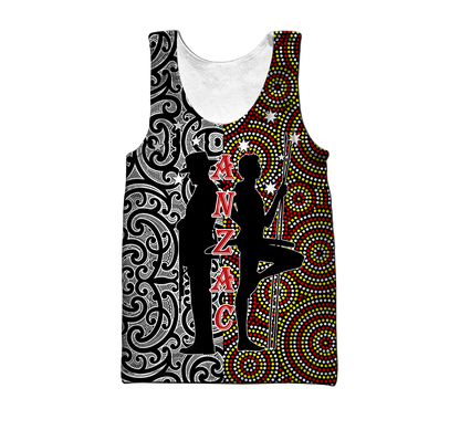 Anzac Day Australia Aboriginal And New Zealand Maori 3D All Over Printed Unisex