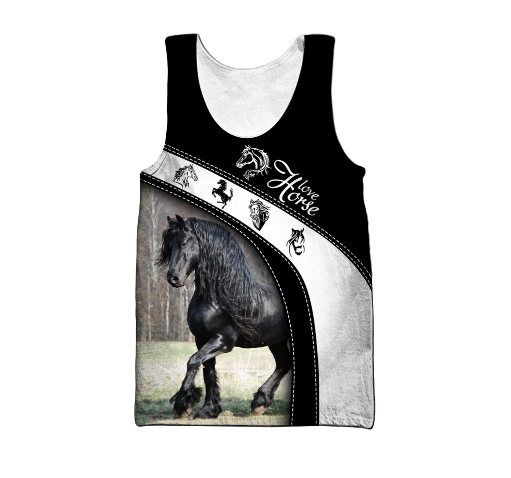 Black Horse 3D All Over Printed Shirts PD19022101
