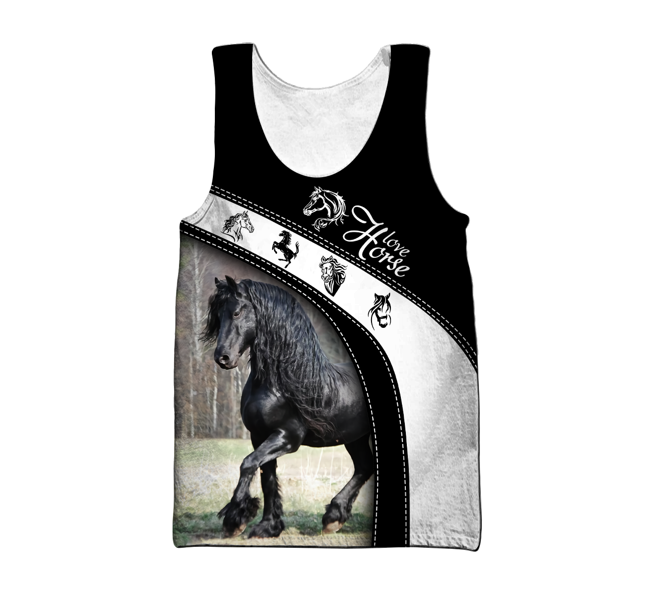 Black Horse 3D All Over Printed Shirts PD19022101