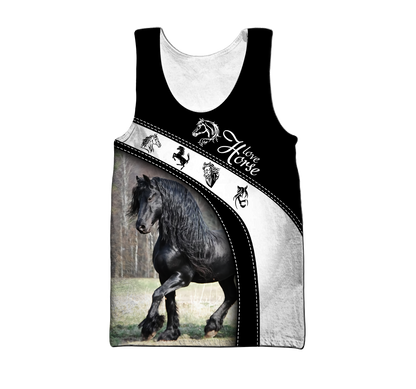 Black Horse 3D All Over Printed Shirts PD19022101