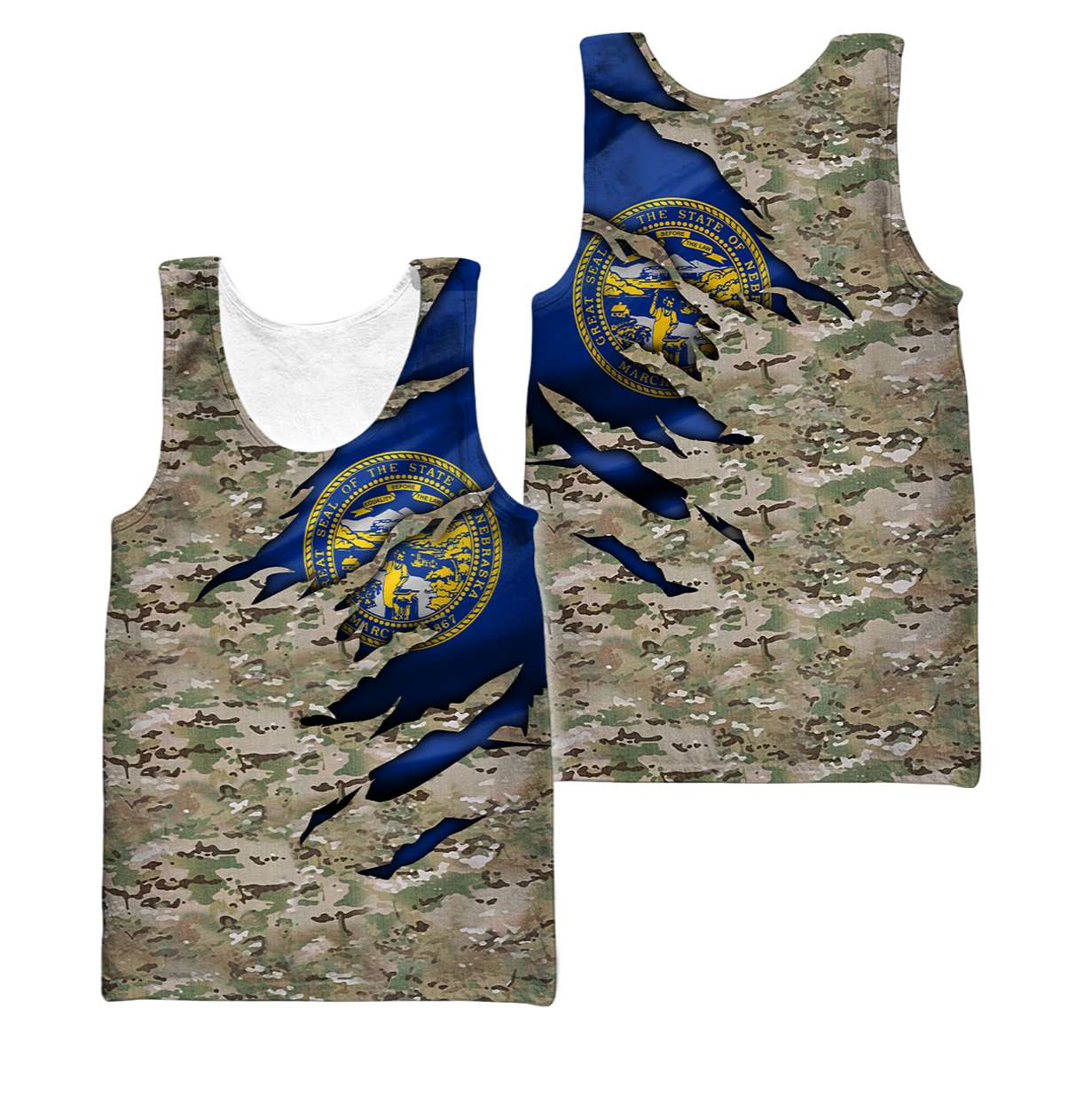 Camo Nebraska 3D All Over Printed Unisex Shirts