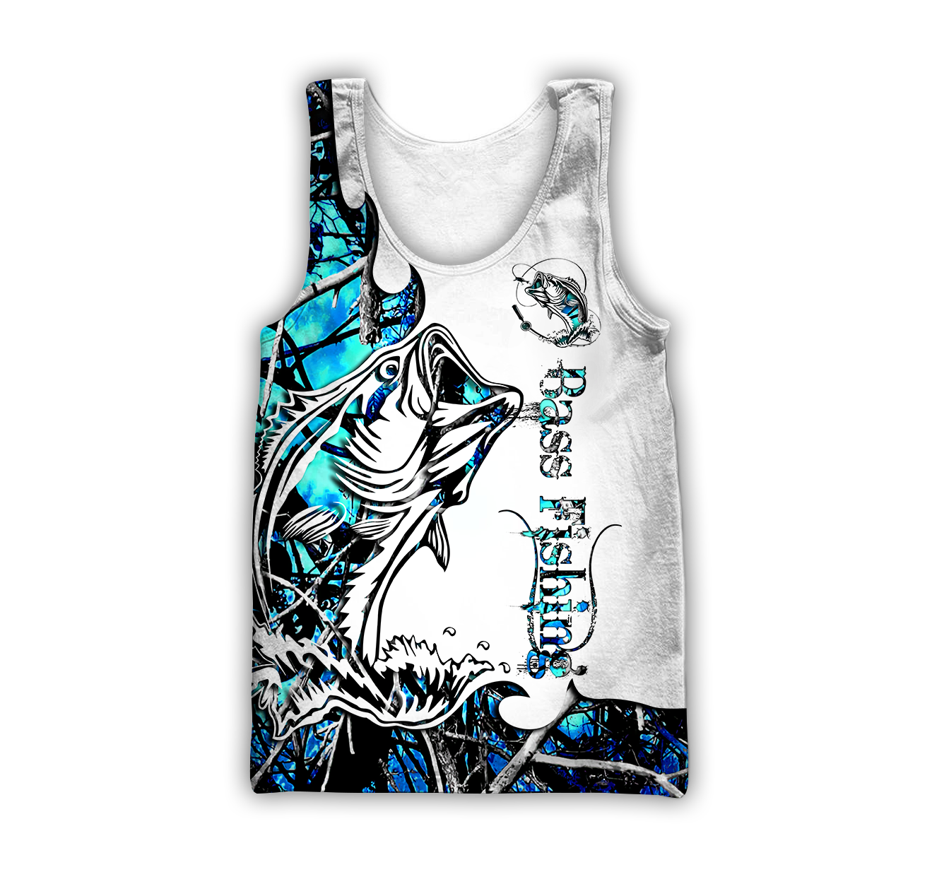 Bass Fishing Sport Blue Camo tattoo 3D shirts for men and women