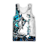 Bass Fishing Sport Blue Camo tattoo 3D shirts for men and women