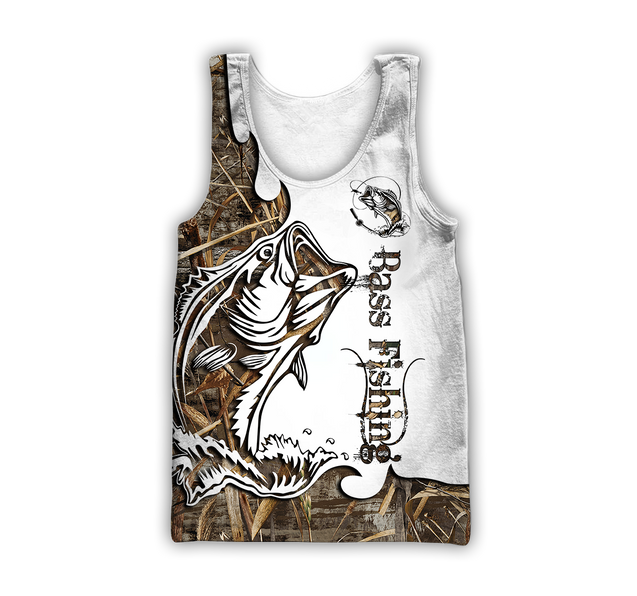 Bass Fishing Sport Muddy Water Camo tattoo 3D shirts for men and women