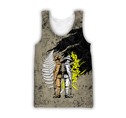 Anzac day in my heart Australia and Kiwi Veteran 3D print shirt