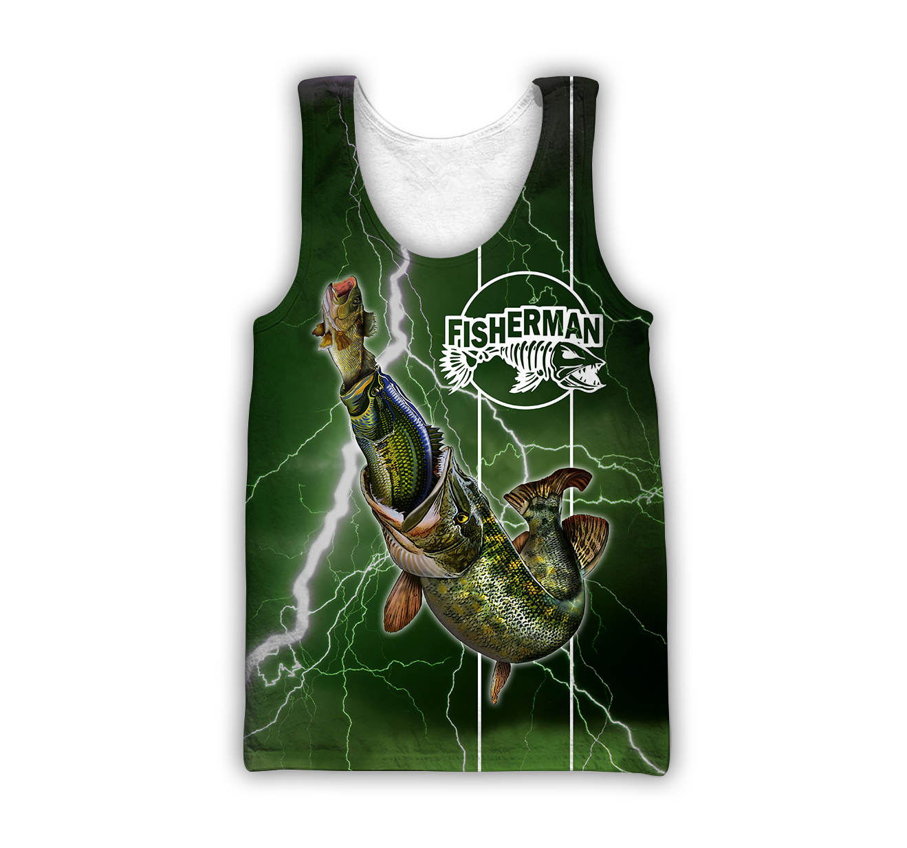 The great fish eats the small Green Fishing 3d print shirts