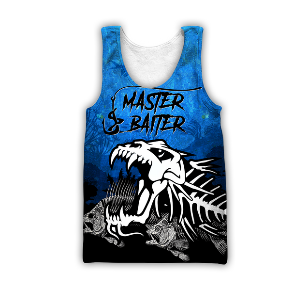 Master Baiter fishing custom name blue design 3d print shirts