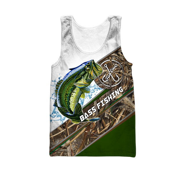 Custom name Bass Fishing camo 3D print shirts