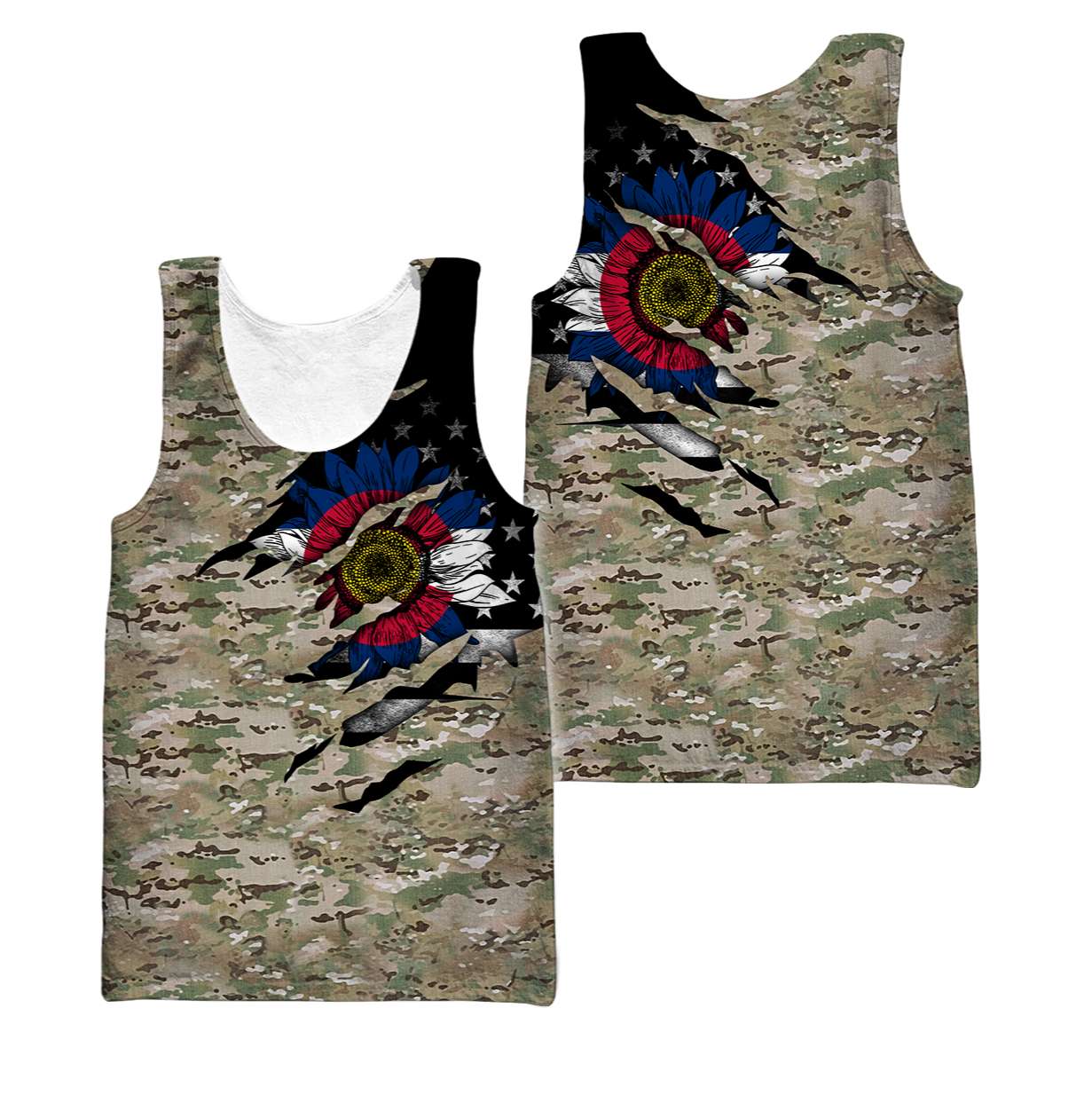 Colorado Sunflower Camo 3D All Over Printed Unisex Shirts