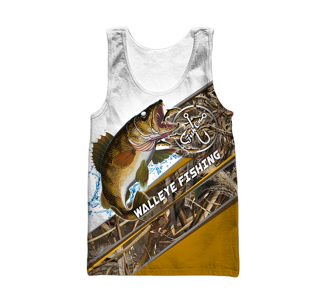 Custom name Walleye Fishing camo 3D print shirts