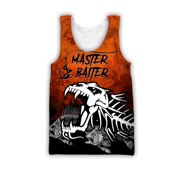 Master Baiter fishing custom name orange design 3d print shirts