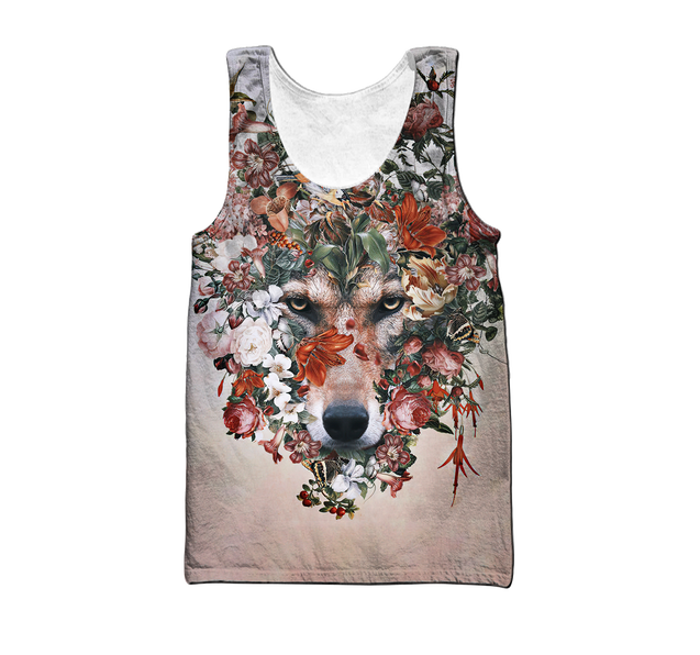 Wolf Floral 3D All Over Printed Unisex Deluxe Hoodie ML