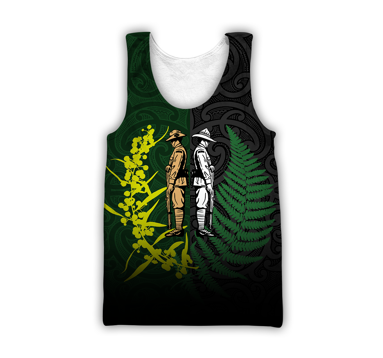 Honor and respect day fern-wattle lest we forget Kiwi and Australia Soldier