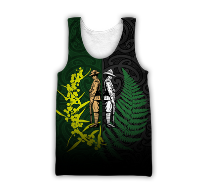 Honor and respect day fern-wattle lest we forget Kiwi and Australia Soldier