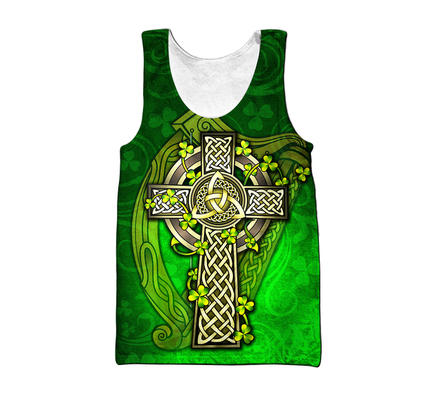 Premium Unisex Hoodie Irish St.Patrick  Celtic Cross And The Irish Harp ML