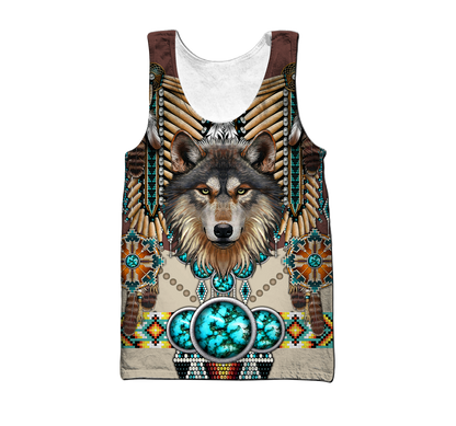 Premium Wolf Native American 3D All Over Printed Unisex Shirts
