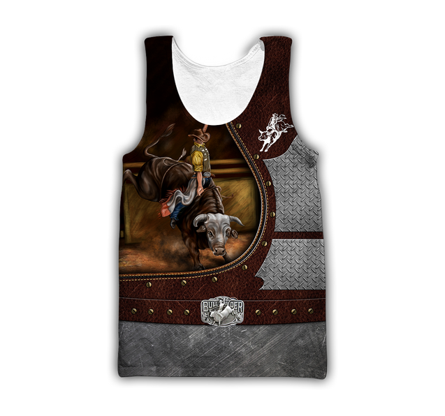 Personalized Name Bull Riding 3D All Over Printed Unisex Shirts Brown Ver