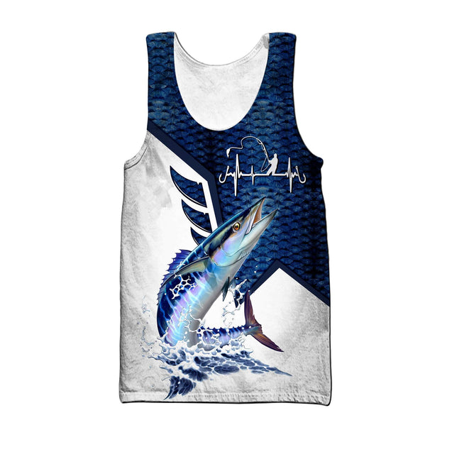 Wahoo Fish Fishing Heartbeat Custom name fishing shirts for men and women