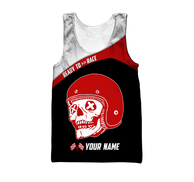 Personalized Name Motorcycle Racing 3D All Over Printed Unisex Shirts Red Skull