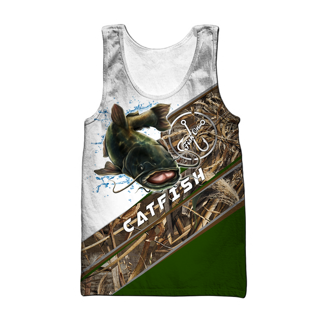 Custom name Catfish Fishing camo 3D print shirts