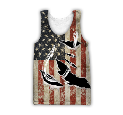 Custom name Hooked on fishing America design 3d print shirts