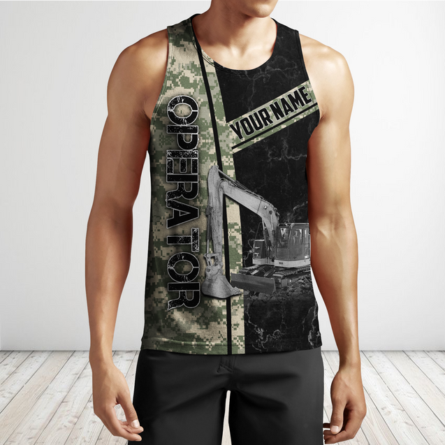 Premium Personalized 3D Printed Camo Excavator Operator Shirts MEI