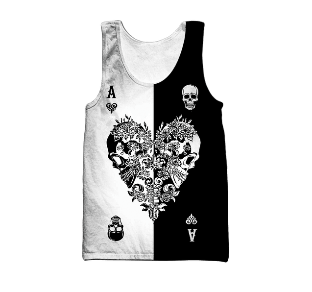 Ace Heart Skull Gothic Art 3D All Over Printed Unisex Shirts