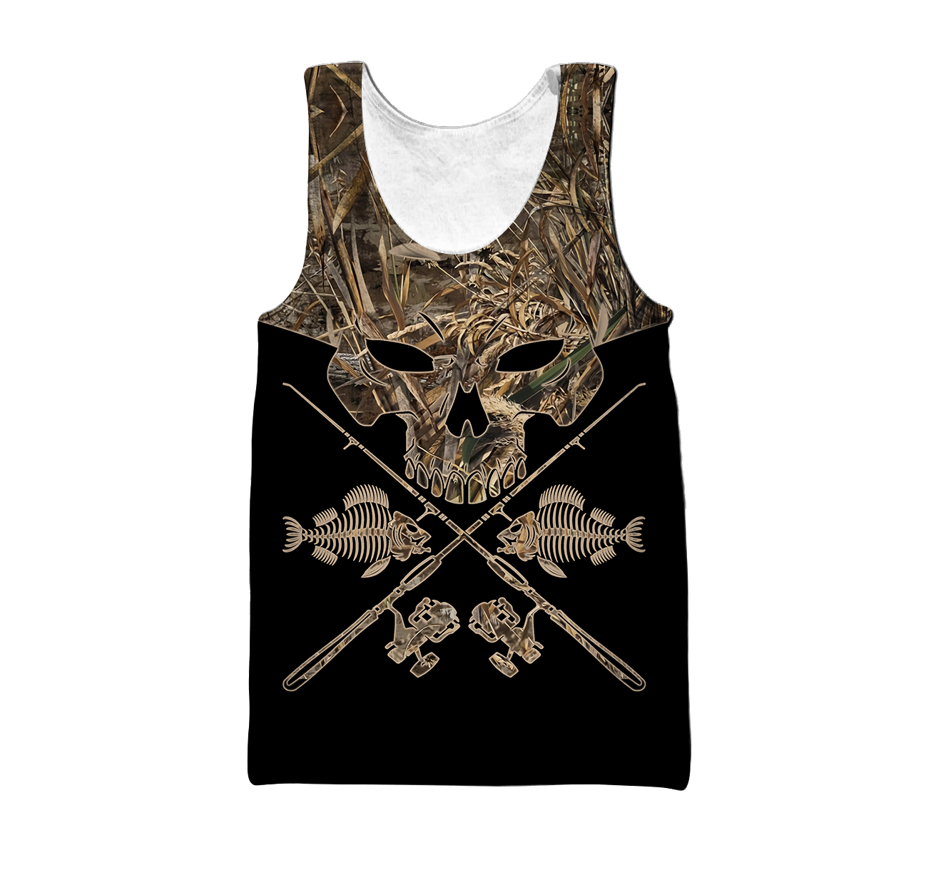 Skull Head Fishing Camo 3D design print shirts