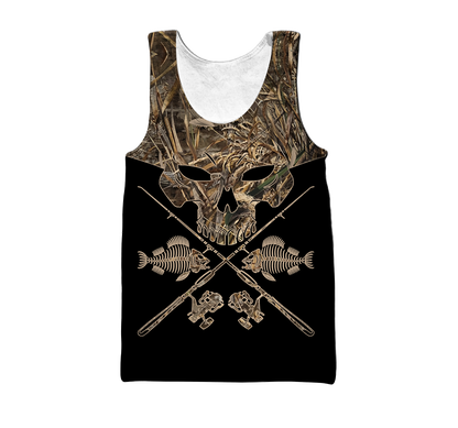 Skull Head Fishing Camo 3D design print shirts