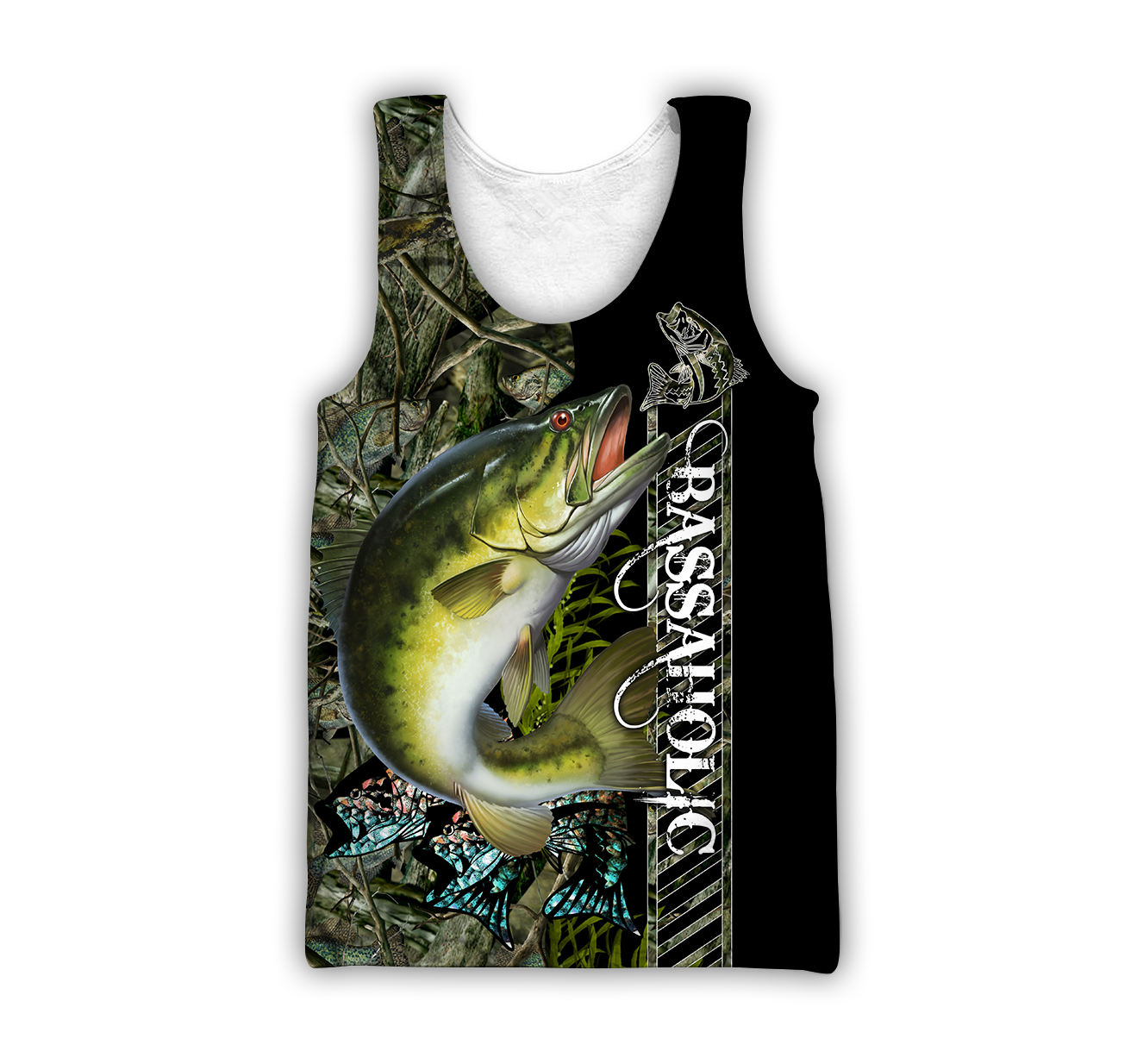 Fishaholic Bass Fishing camo unisex 3d all over printed shirts