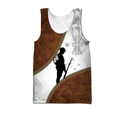 Custom name Remembrance Australia Soldier 3D print zip cosplay shirts