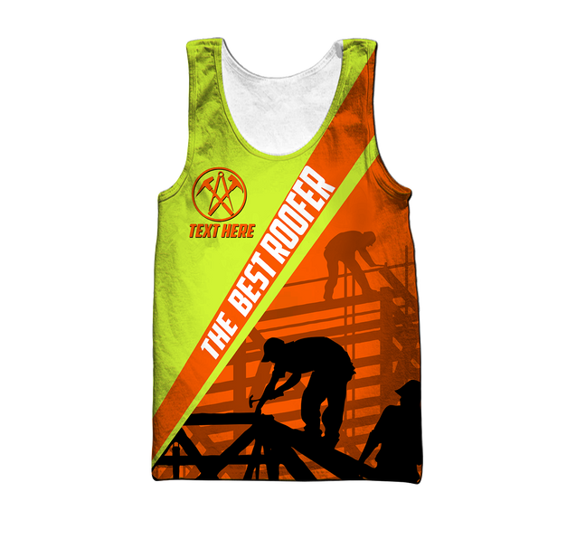 THE BEST ROOFER GREEN AND ORANGE - PERSIONALIZED NAME 3D HOODIE SHIRT