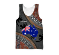 Custom name Australian Flag Aboriginal dots Zip pattern 3D printed summer shirts