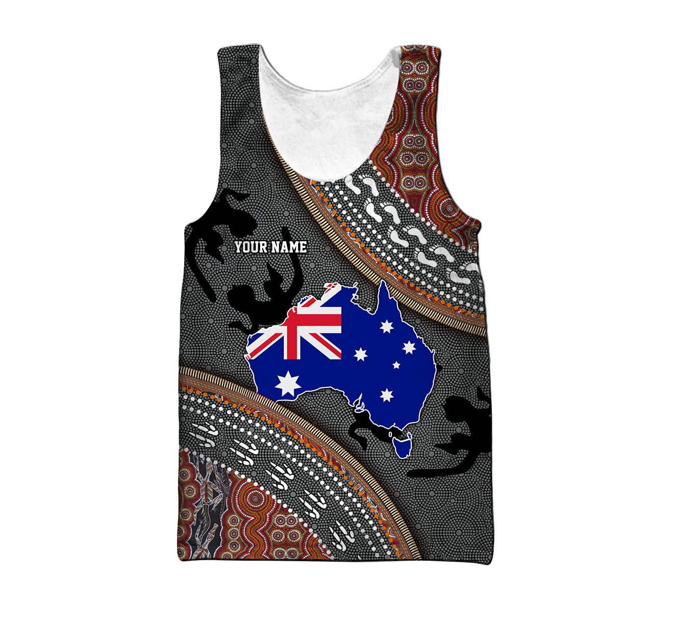 Custom name Australian Flag Aboriginal dots Zip pattern 3D printed shirts
