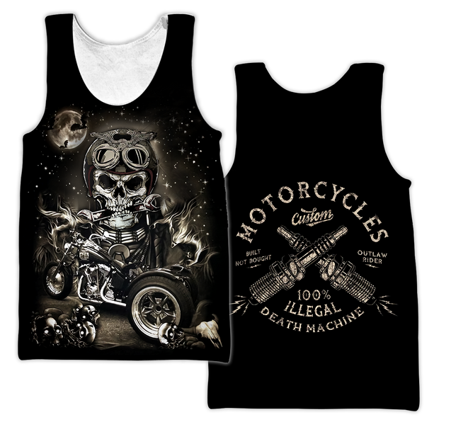 Customize Name Motorcycle Racing 3D All Over Printed Unisex Shirts Skull Chopper