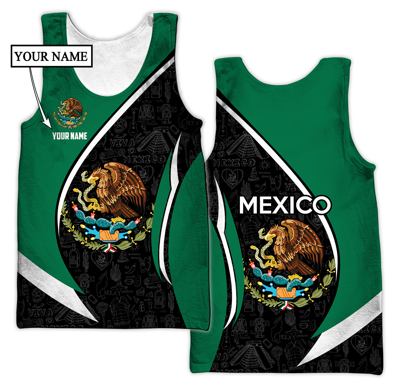 Persionalized Mexico 3D All Over Printed Unisex Hoodie