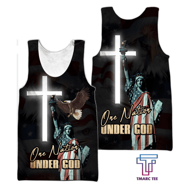 Customized name One Nation Under God 3D All Over Printed Unisex Shirts