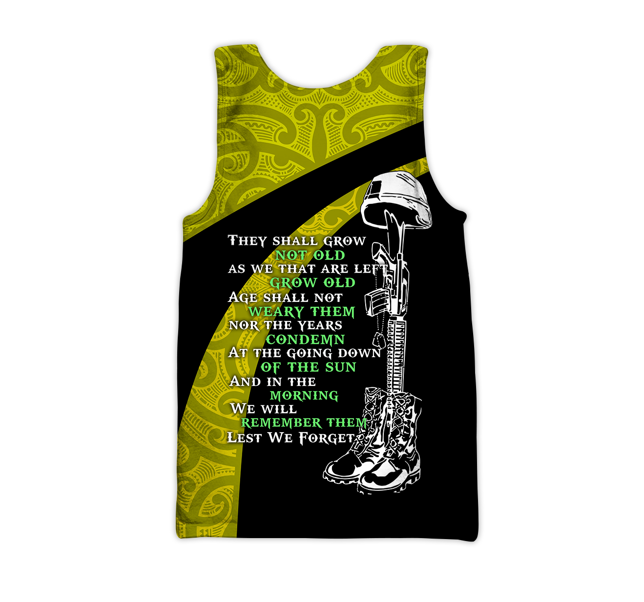 Anzac day the ode fern-wattle Australia and Kiwi Veteran yellow 3D print shirt