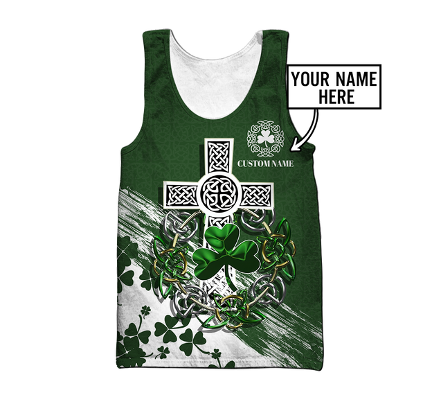 Premium Unisex Hoodie Custom Name Irish St.Patrick Day The Cross And Shamrock ML