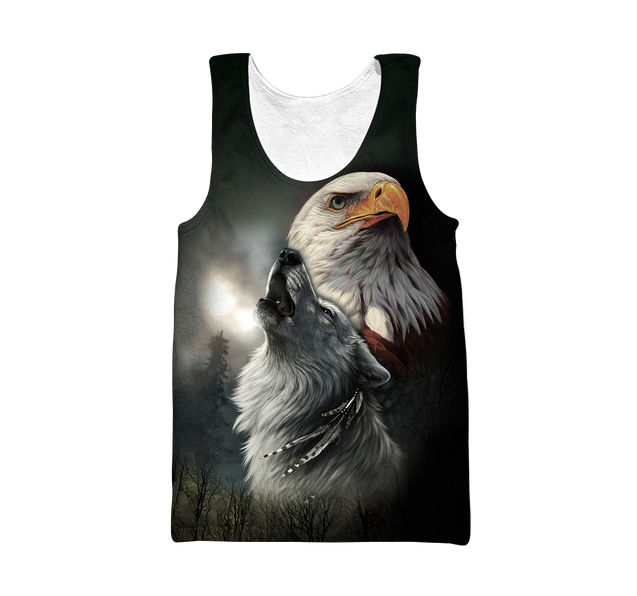 Eagle And Wolf Native American 3D Hoodie Shirt For Men And Women LAM