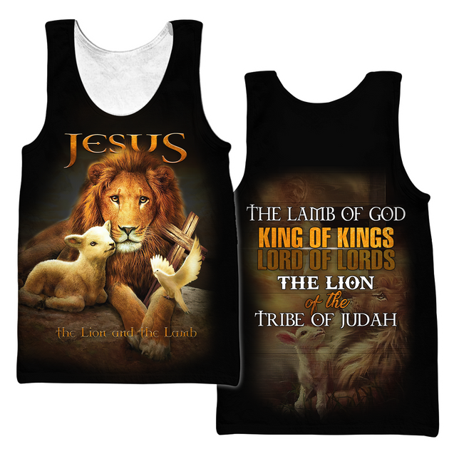 Jesus - The Lion And The Lamb 3D All Over Printed Shirts